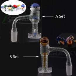 Beracky Two Styles Sandblasted Full Weld Smoking Terp Slurper Quartz Banger With Glass Terp Marble Screw Set 20mmOD Fully Welded Bevelled Edge Nails For Bongs Rigs