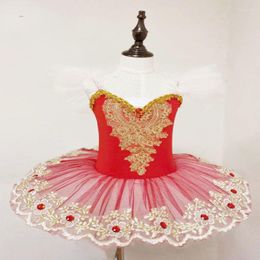 Stage Wear Red Color Tutu Ballet Swan Lake Ballerina Pancake Girls Women Adult Child Dress Kids Dance Costumes Leotard