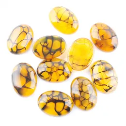 WOJIAER Natural Dragon Agates 18x25mm GemStone Beads No Hole Oval Cabochon CAB Bead for Men DIY Necklace Jewellery BU806