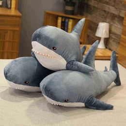 Kawaii Giant Plush Shark Toys Soft Stuffed Toy Animal Reading Pillow For Birthday Gifts Pillow Pop Gift For ldren J220729