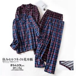 Men's Sleepwear 7xl -large Plus Size Autumn and Winter Plaid Design Long-sleeved Trousers Suits Flannel Home Clothes Men Pajamas Set 221105