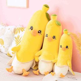 Kawaii Plush Fruit Duck Toy Cute Yellow Ba Stuffed Plush Plants Toy Ba Pillows For Home Bed Decor Baby Kids Gifts J220729