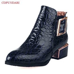 Black Ladies High Heels Ankle Boot For Women Autumn Winter Short Boots Shoes Blue Bottines Femme J220805