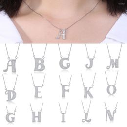 Pendant Necklaces Women Necklace A-Z Letter Long Lasting Cubic Zirconia Jewellery Shiny Electroplating Clavicle Chain