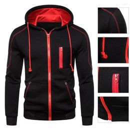 Men's Hoodies Oversized Hoodie Men Contrast Colors Coat Cardigan Thick Casual Long Sleeve Zip-up Male Hooded Sweatshirts