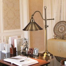 Table Lamps American Vintage Wrought Metal Led Lamp Creative Rotatable Head Burner Bedroom Study Room Office Light
