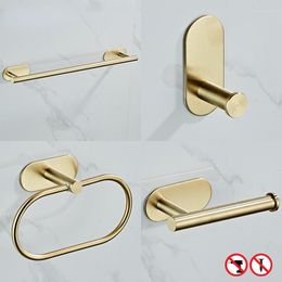 Bath Accessory Set TOO Bathroom Hardware Brushed Gold Robe Hook Towel Bar Toilet Paper Holder Accessories EL1001G