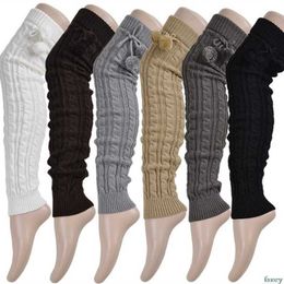 Socks Hosiery Knitted Women Winter Leg Warmers Knee High Thigh High Tie Cable knitted Long Boot Socks Ladies Boot Leg Warmer T221107