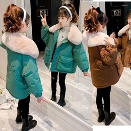 Jackets 2022 Thick Keep Warm Winter Jacket For Girls Big Size Fur Collar Hooded Kids Outerwear Teenager Children Windbreaker Coat