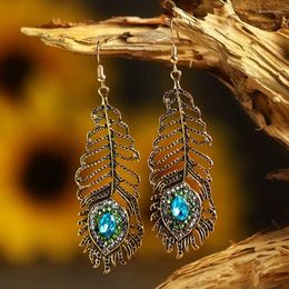 Hoop Earrings Fashion Vintage Ethnic Style Peacock Leaf Feather Ear Hook Jewellery Accessories Wholesale