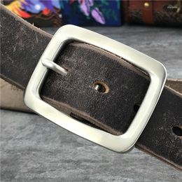 Belts Stainless Steel Belt Buckle Mens Luxury Super Thick Genuine Leather Ceinture Men Waist SBT0002