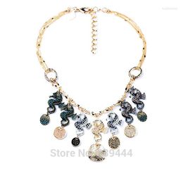 Choker 2014 Jewellery Necklace Limited Crystal Upscale Hippocampal Pendant Women Shiny Gold Colour Necklaces