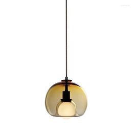 Pendant Lamps Mediterranean Antique 1 Pc Glass Cord Light Kitchen Bar Lighting Led Bulb Smoke Ball Suspension Luminaire