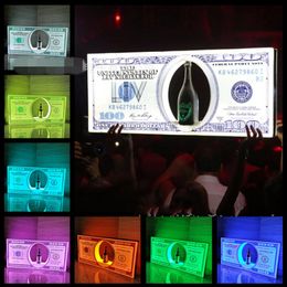 LED US 100 Dollar Bill Champagne Glorifier Display VIP Service Tray Benjamin Bottle Presenter For Party Lounge Bar NightClub