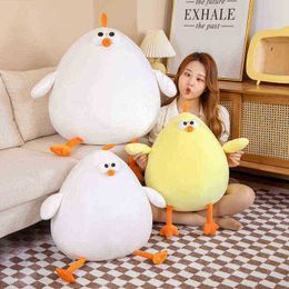 2590Cm Down Cotton Filled Squishy Yellow cken Plush Lifelike Bird Toy Fuzzy Animal Pop Comforting Kids toy Present J220729