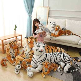 3090Cm Simulation Tiger Plush Doll Real Life White Tiger Cuddles Toys Soft Cushion For Kids Birthday xmas Gifts J220729