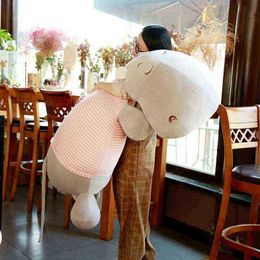 75Cm Large Soft Cute Hippo Cuddle Cartoon Animal Hippo Stuffed Pop Sofa Bed Cushion ldren Girlfriends Valentine's Gifts J220729