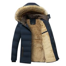 Men's Jackets Winter Warm Thick Fleece Parkas Waterproof Hooded Fur Collar Parka Jacket Coat Autumn Fashion Casual 221105