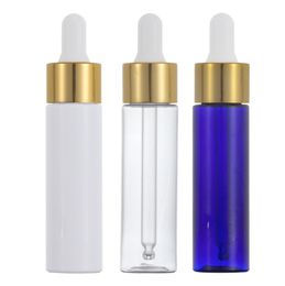 100pcs 30ml Gold PET Plastic Dropper Bottle Clear White Dropper Containers for Essential Oil Use