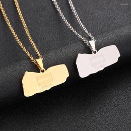 Pendant Necklaces Fashion Stainless Steel Gold Plated Yemen Map Necklace Silver Color Jewelry For Women Men Unisex