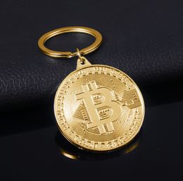 Bitcoin Keychain Collectible Physical Metal Bit Coin Keyring Pendant Women and Men Jewellery Accessories Gifts