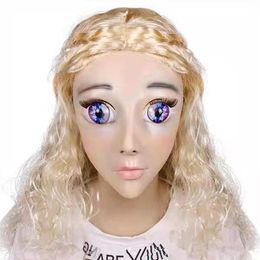 Высококачественное силиконовое силиконовое и сладкое наполовину наполовину женское лицо Ching Crossdress Mask Crossdresser кукла Маска для головы головы.