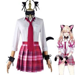 Anime My DressUp Sweetheart Cos Kitagawa Marin Catgirl Costume Cosplay Halloween Carnival Suit Student Full Women Clothing J220720