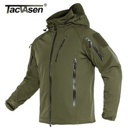 Men's Jackets Wool Blends TACVASEN Airsoft Military Tactical Men Winter Fleece Lining Hooded Softshell Army Coat Windproof Assault 221105