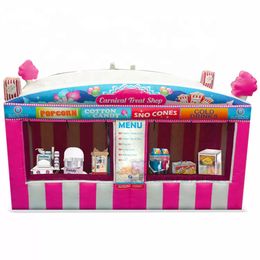 Fast food oxford pink giant inflatable carnival treat shop/Concession Stand/popcorn ice cream booth with blower