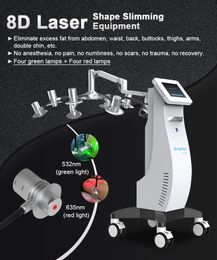 6d Lipolaser New Upgrade Green and Red Colour Laser WeightLoss Lipo Lazer 532 635nm Cold 8D Laser Body Shape Slimming Fat Reduce Machine