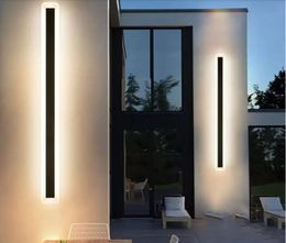 Outdoor Wall Lamps Modern Waterproof Long Strip LED Lamp IP65 Aluminium Light Garden Porch Sconce 100V 260V Luminaire LLFA