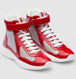 Wholesale -- Men Americas Cup High-top Sports Shoes Bike Fabric Patent Leather Sneaker Shoe Mesh Breath Trainer Outdoor Casual Waking EU38-46