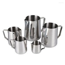 Mugs 1pc Stainless Steel Frothing Coffee Pitcher Pull Flower Cup Cappuccino Milk Pot Espresso Latte Art Frother Jug