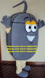 Lovely Grey Computer Mouse Mascot Costume Mascotte Adult With Big Yellow Eyes Happy Face Party Outfit Suit No.386