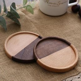 Table Mats 2pcs Solid Wooden Coasters Heat Insulation Drink Wine Tea Teacup Mat Coffee Cup Pad Placemats Decor Non-slip