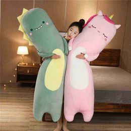 7090130Cm Kawaii Soft Long Unicorn Cushion Dinosaur Cuddles Stuffed Bed Sofa Sleep Cushion Pillow Gift Doll For ldren Girls J220729