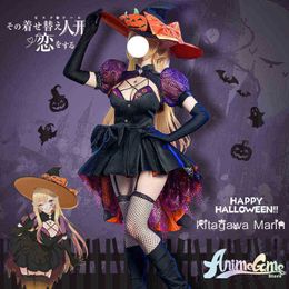 Manga My DressUp Sweetheart Cosplay Kitagawa Halloween Ver Cos Anime Costume Kitagawa Marin Carnival Outfit With Hat Role Playing J220720