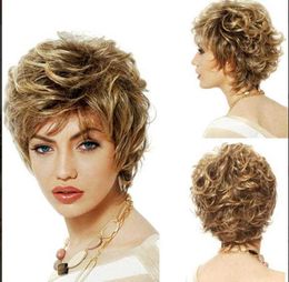 Hair Lace Wigs Chemical Fibre Women's Short Curly Hair ffy Rose Mh High-temperature Silk Head Cover Wigs