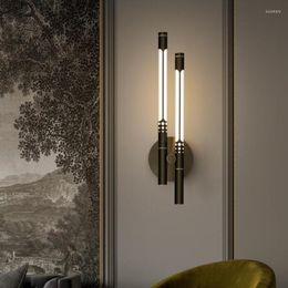 Wall Lamp Modern Led Light Gold Brass Indoor Long Strip Living Room Bedroom Aisle Bedside Background Sconce