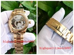 Topselling Excellent Men's Watch 18K Yellow Gold sky 42MM Grey Dial 326938 Automatic 2813 Mechanical Stainless Steel bracelet Boys' new version watches