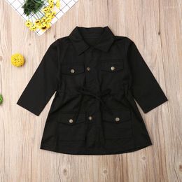 Coat Focusnorm Winter Baby Girls Jacket Kids Warm Outerwear Children Long Sleeve Turn-down Collar Solid Trench Dress