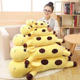 1Pc Giant Kawaii Giraffe Hugs Soft Stuffed Cartoon Animal Deer Dolls Sofa Decoration Baby Kids Birthday Christmas Gifts J220729