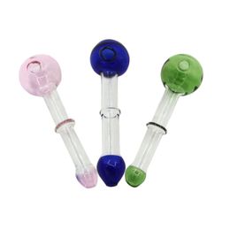 Colour Glass Oil Burners Smoking Pipes with Straight Hand Pipe Bubbler Ball Bowls