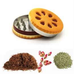 55mm Smoking Accessories Cookie Shape Biscuit Metal Grinder Crusher Dried Flowers Herbs Home Funny Gift Metal Grinders