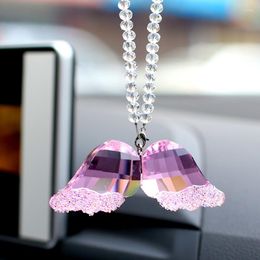 Interior Decorations Car Pendant Creative Crystal Wings Rearview Mirror Angel Trailer Accessories Fashion Ornaments
