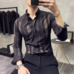 Men's Casual Shirts Quality Men Striped Shirt Formal Business Dress Slim Fit Long Sleeve Streetwear Social Chemise Homme 5xl