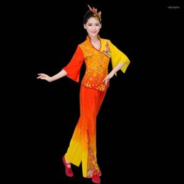 Stage Wear Dance Chinese Folk Costume Clothing National Ancient Fan Traditional Costumes NN0821