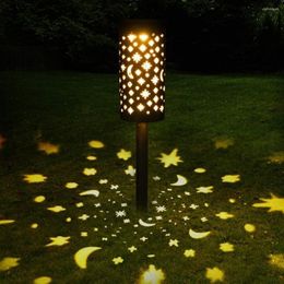Lawn Lamps Waterproof Star Moon Solar LED Iron Art Lantern Light Garden Yard Outdoor Landscape Decor Lamp Hanging