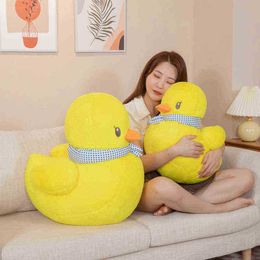 40Cm 50Cm Kawaii Yellow Scarf Duck Plush Toys Soft Cuddles Dolls Toy Pillow For Kids ldren Baby girls Christmas Gifts J220729