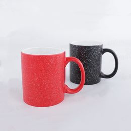 11 onças de sublimação canecas de café cerâmica Personalidade Glitter Alteração Calor Pressione Copo com a alça